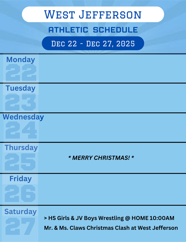 Weekly Athletic Schedule