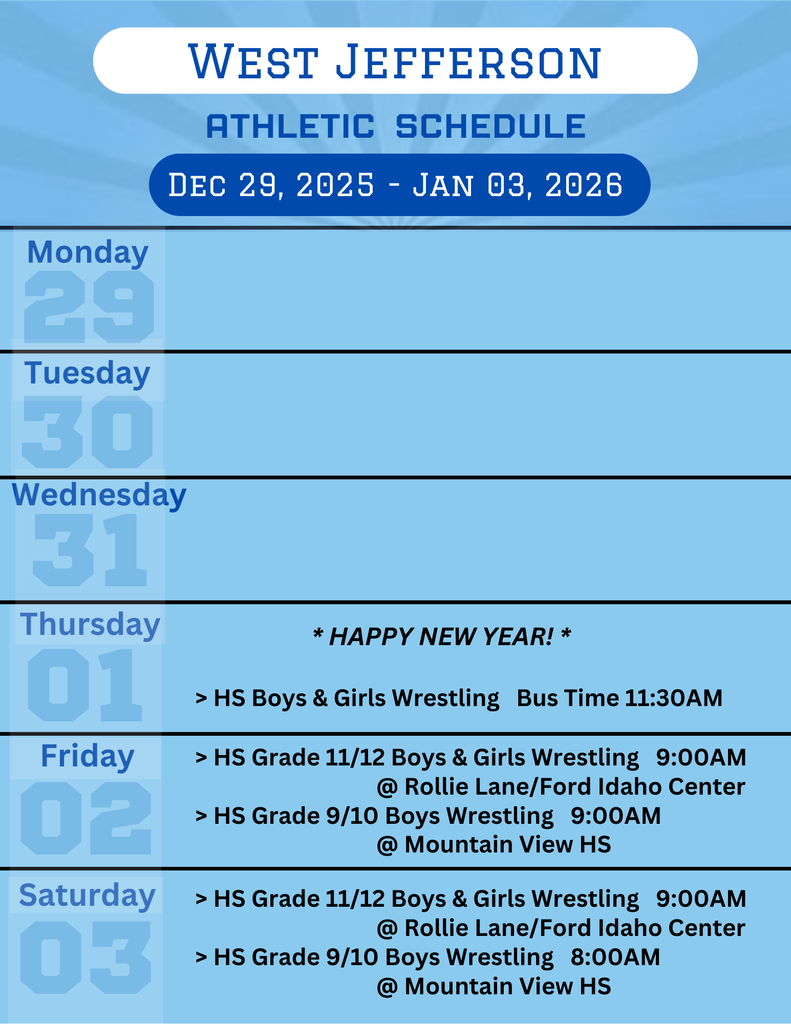 Weekly Athletic Schedule