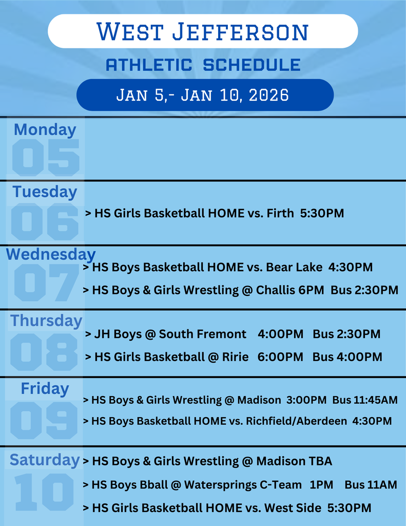 Weekly Athletic Schedule