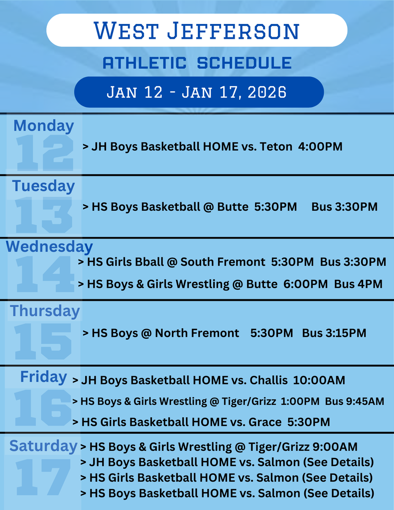 Weekly Athletic Schedule