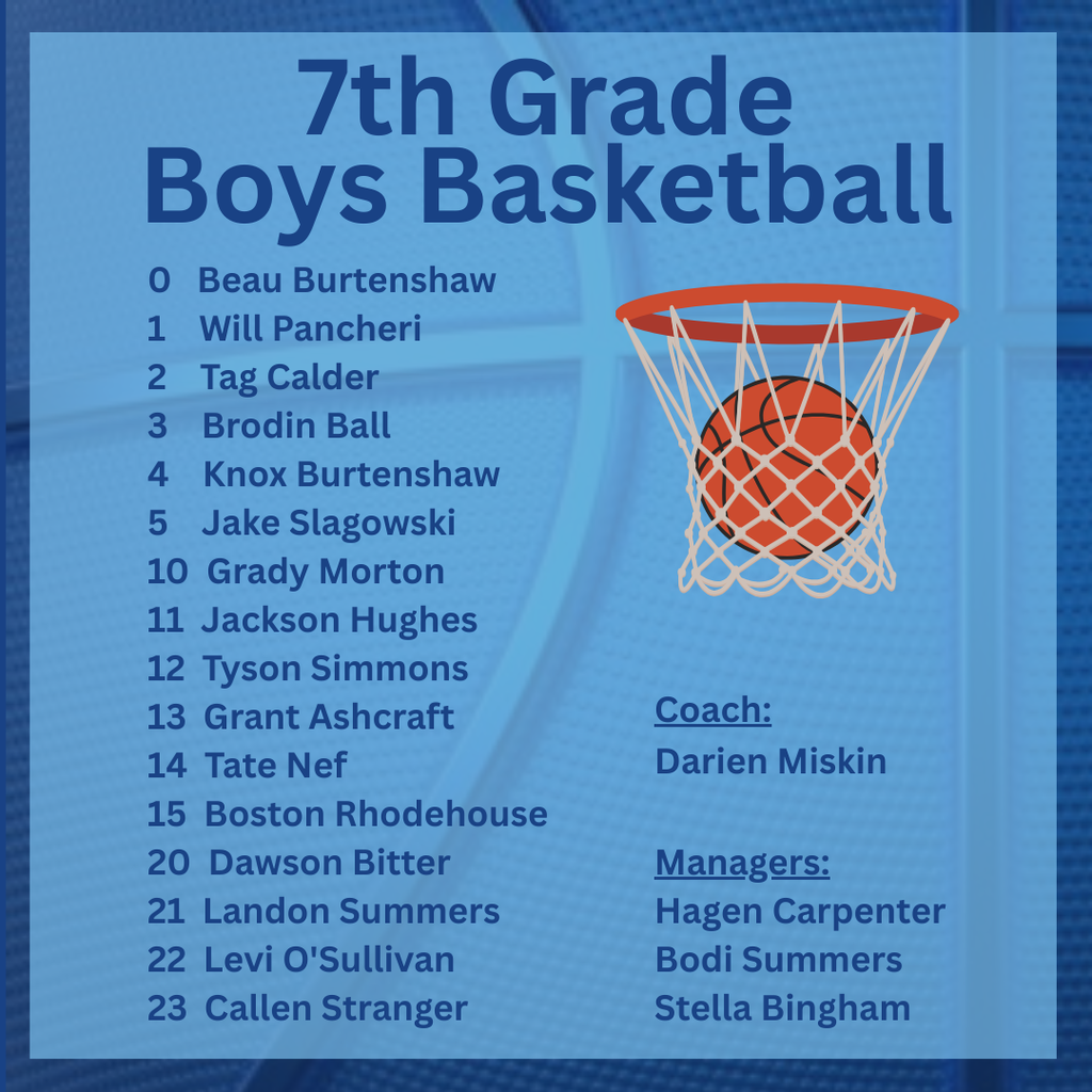 7th Grade Boys Basketball Roster