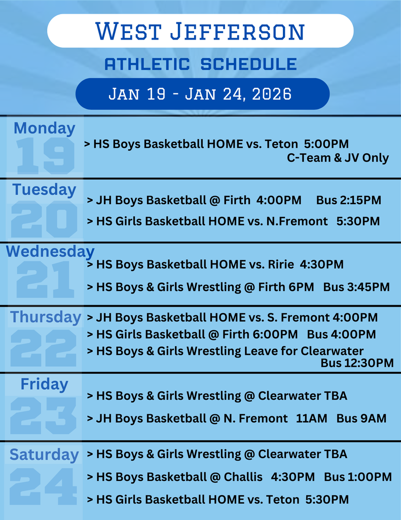 Weekly Athletic Schedule