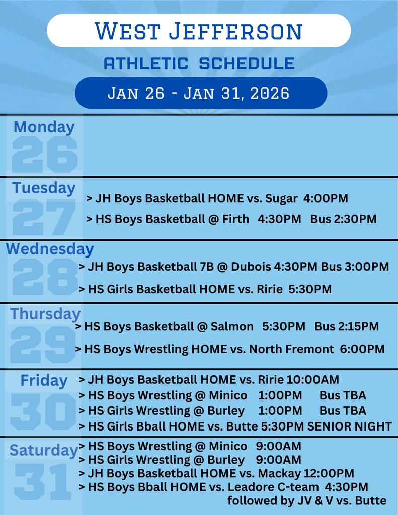 Weekly Athletic Schedule