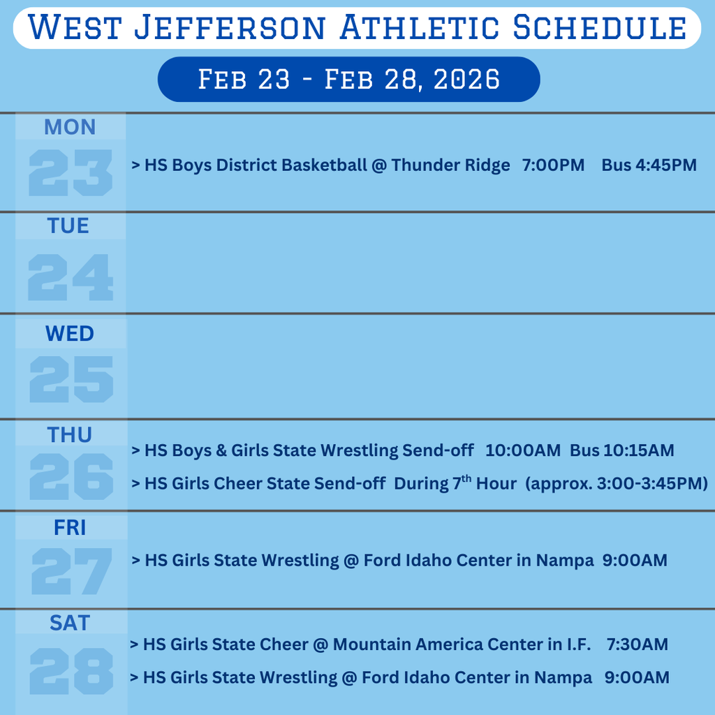 Weekly Athletic Schedule