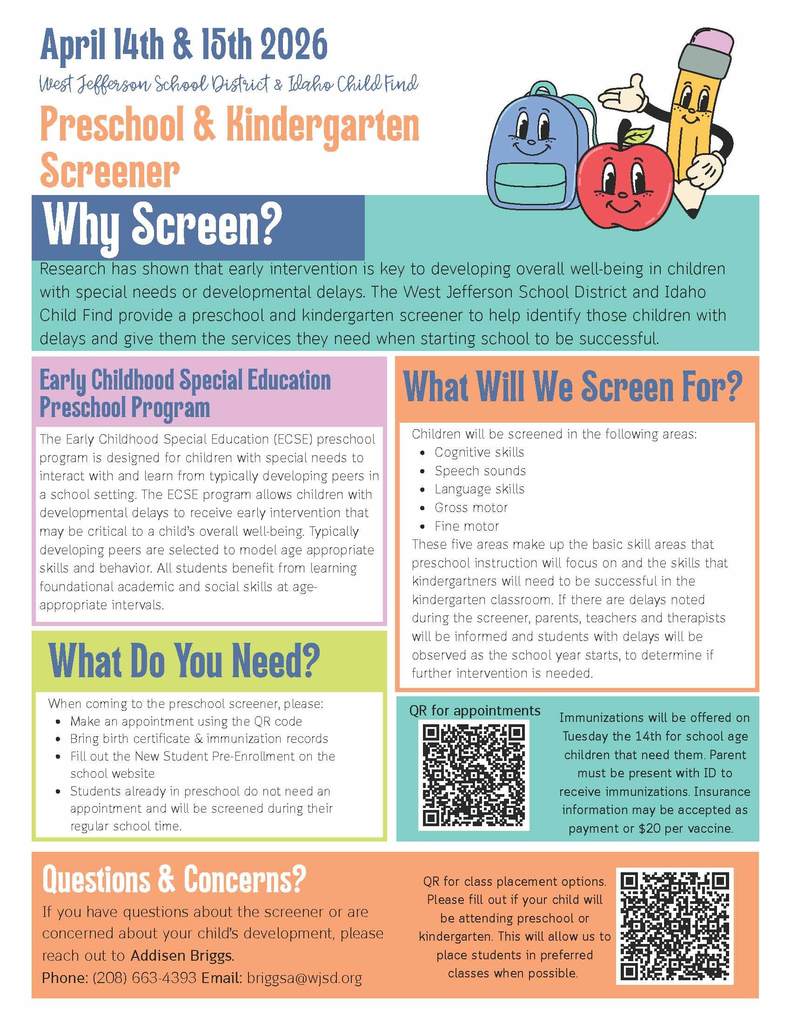 Preschool & Kindergarten Screener English