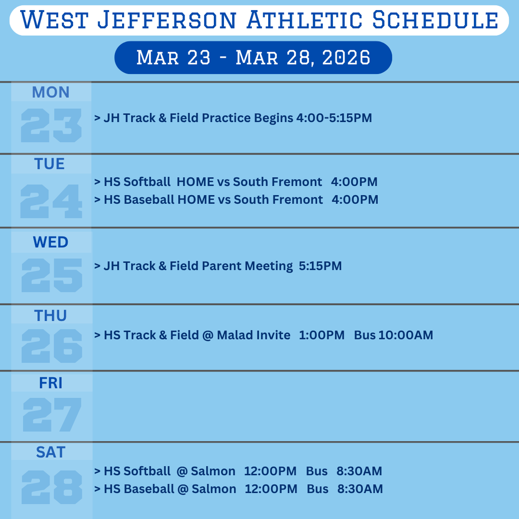 Weekly Athletic Schedule