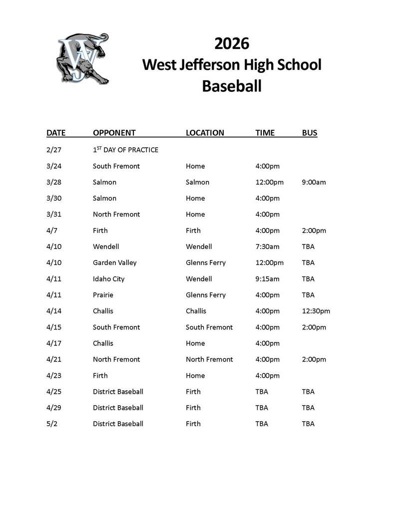 2026 Baseball Schedule