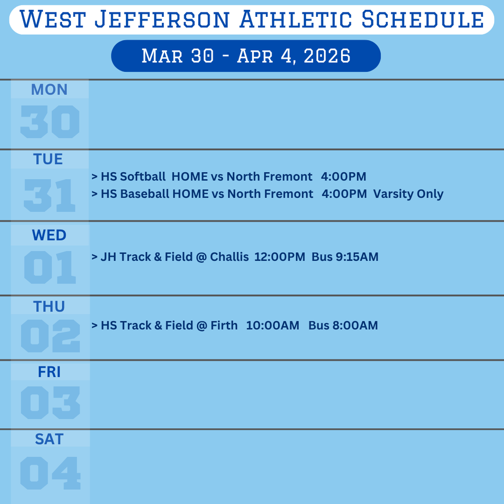 Weekly Athletic Schedule