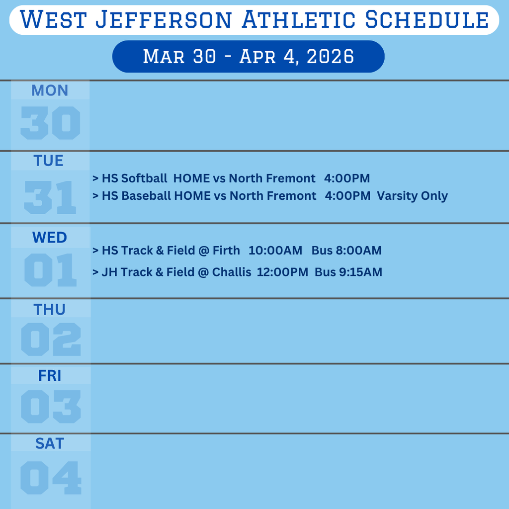 Weekly Athletic Schedule