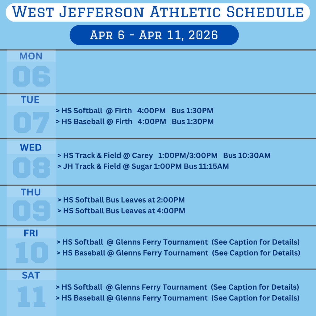 Weekly Athletic Schedule