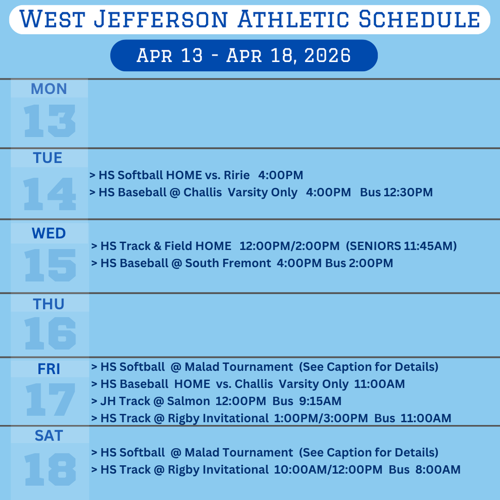 Weekly Athletic Schedule