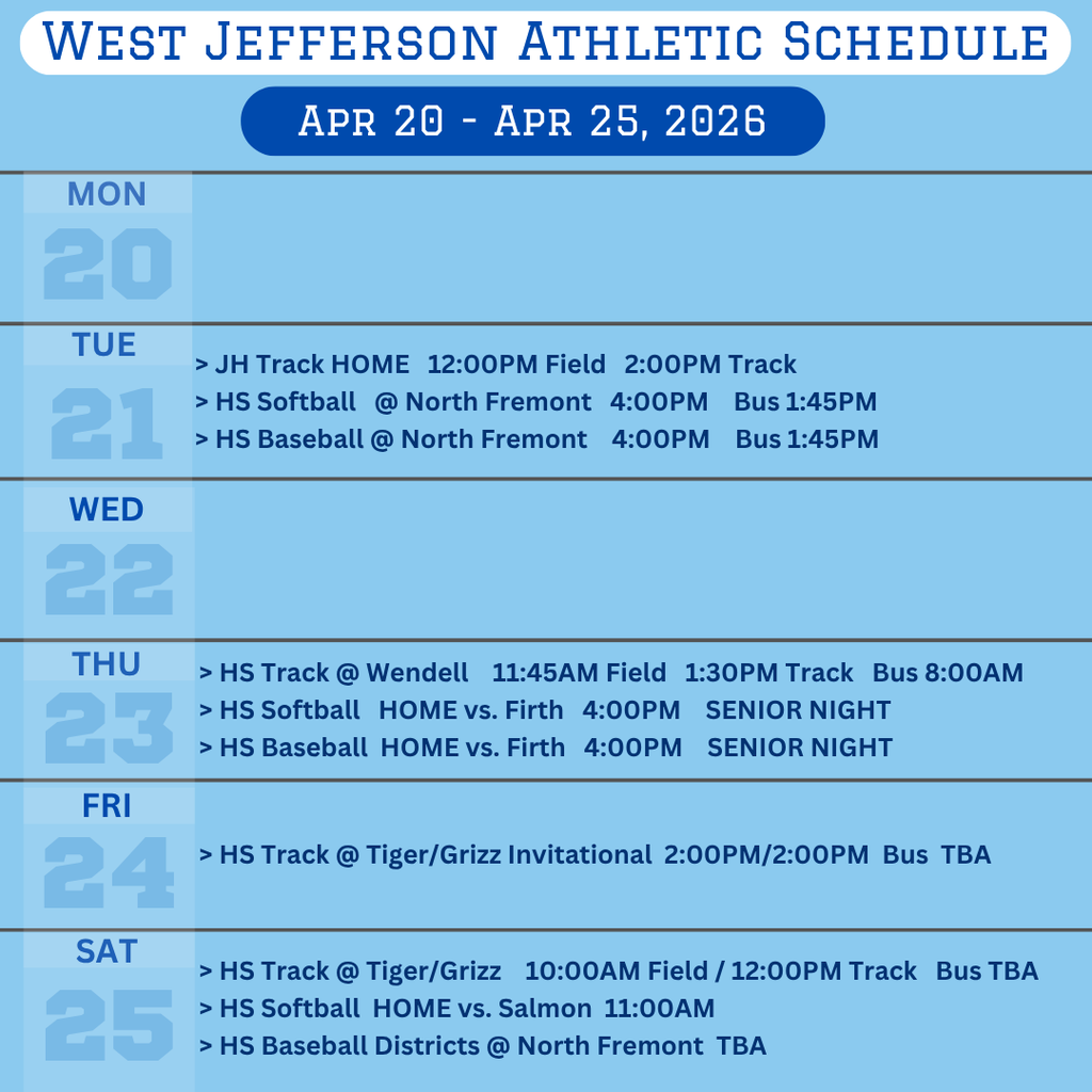 Weekly Athletic Schedule
