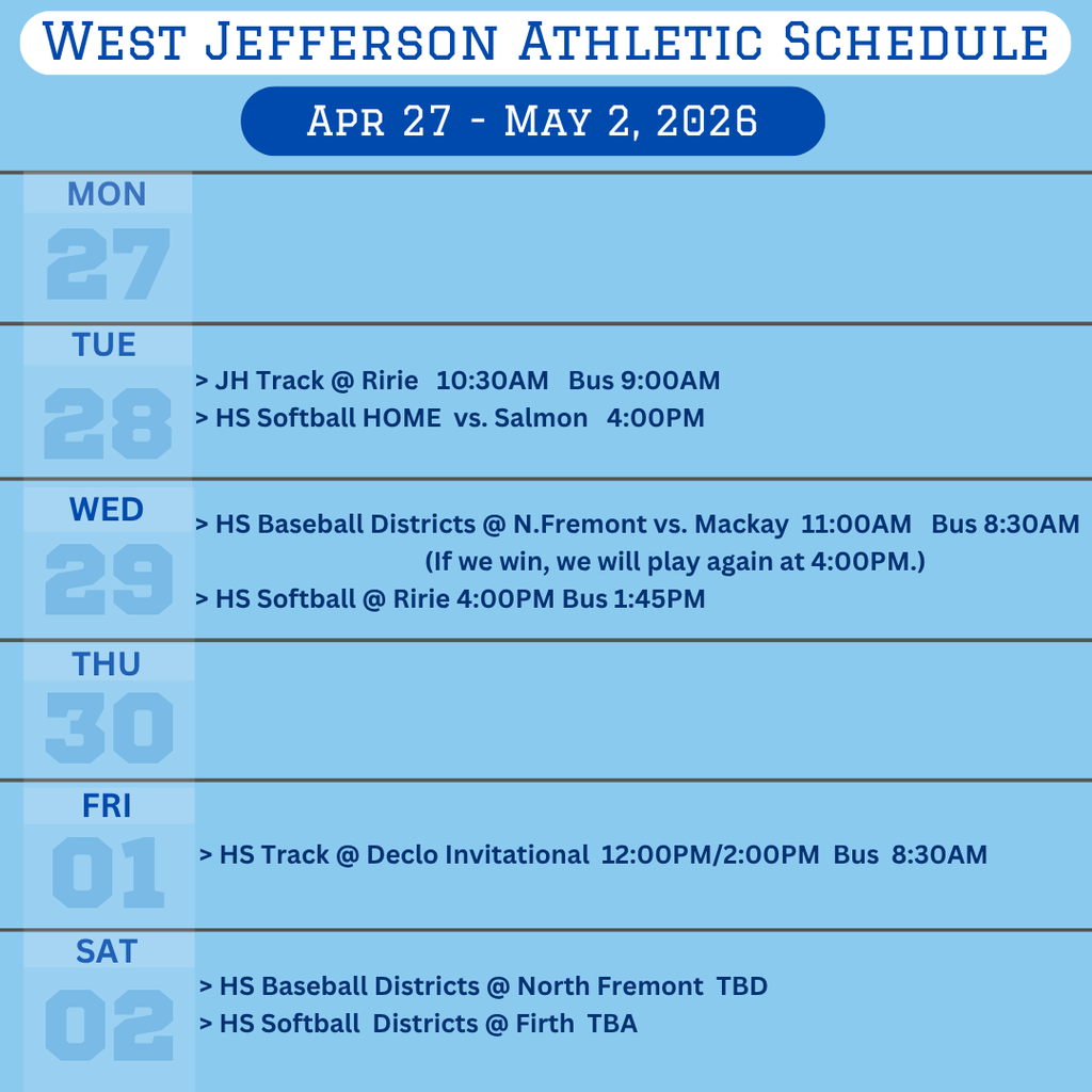 Weekly Athletic Schedule