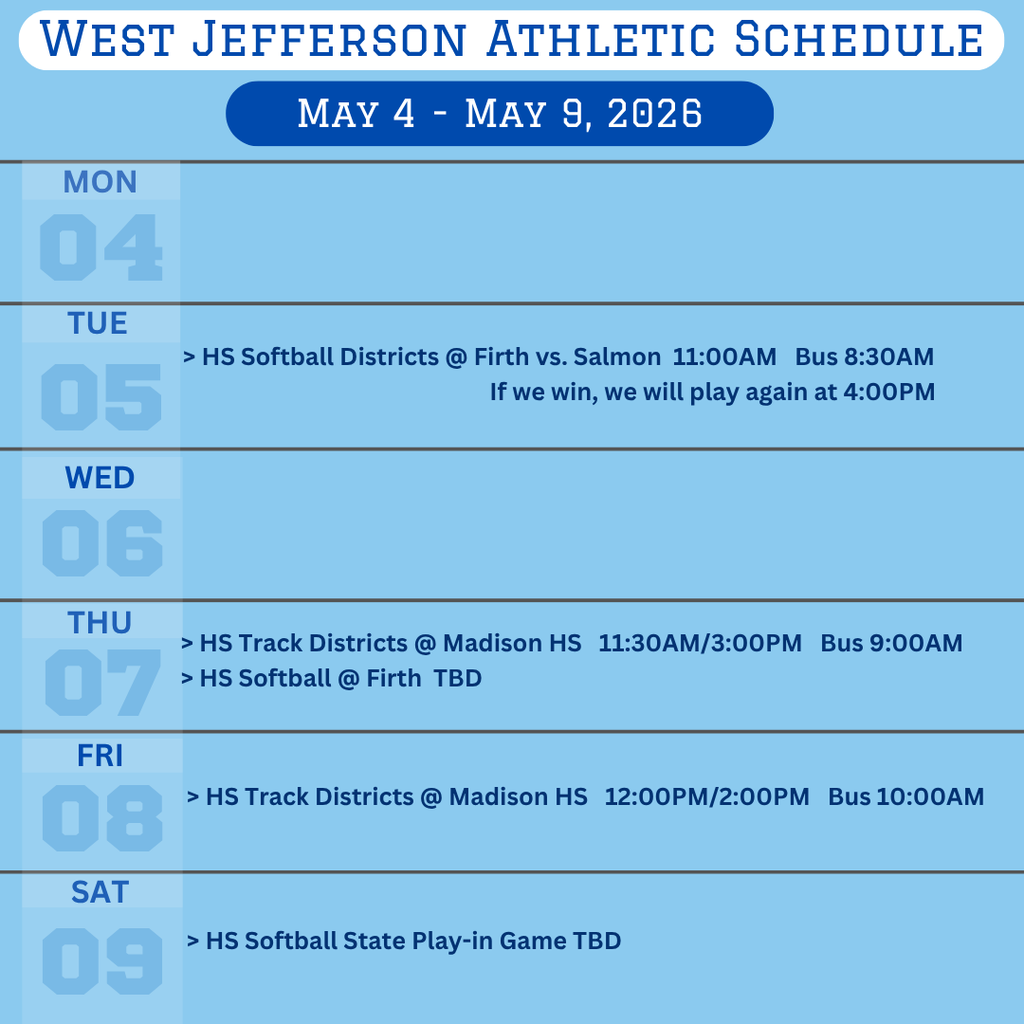 Weekly Athletic Schedule