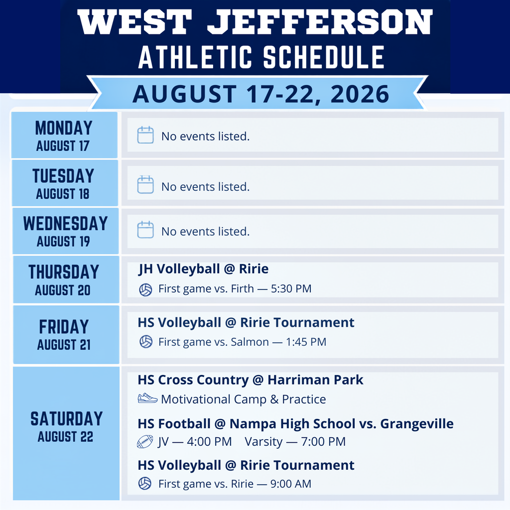 Weekly Athletic Schedule