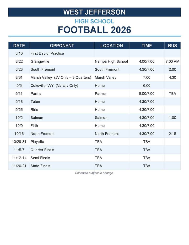 HS Football Schedule