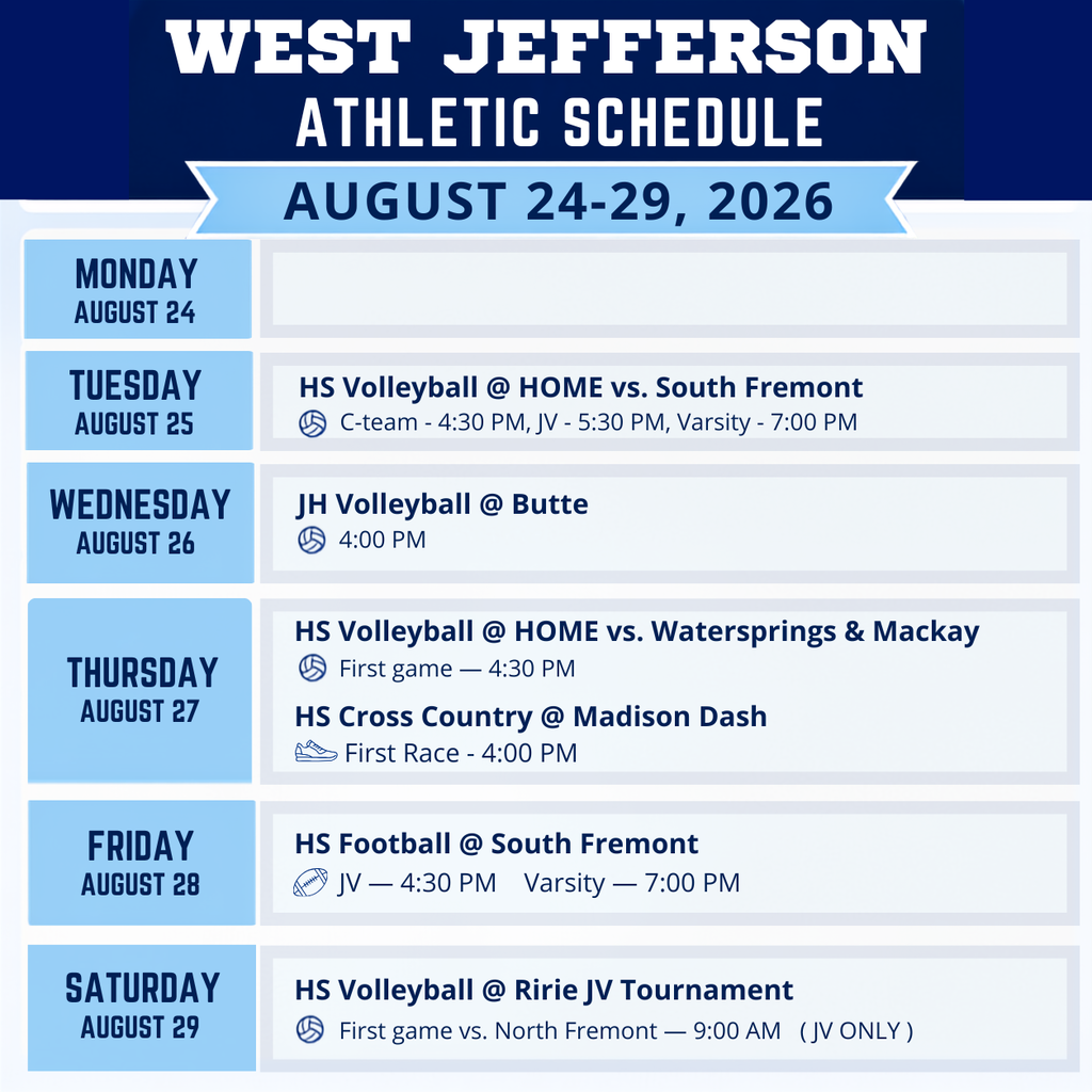 Weekly Athletic Schedule