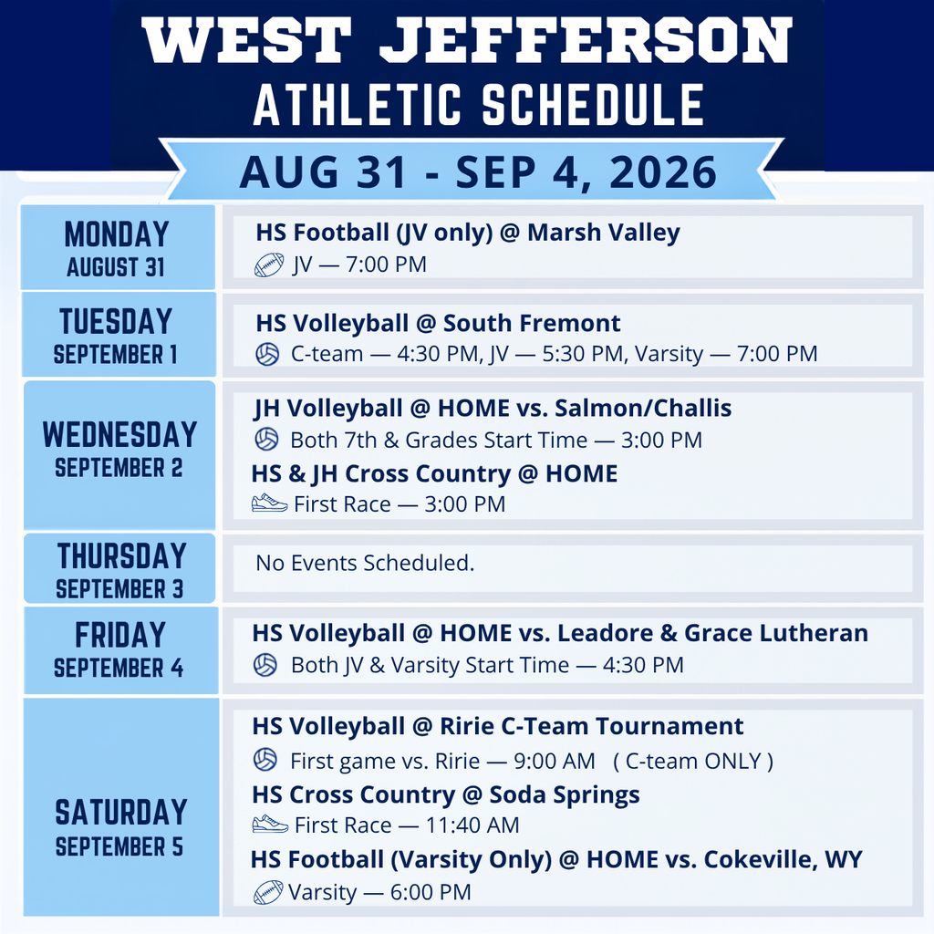 Weekly Athletic Schedule