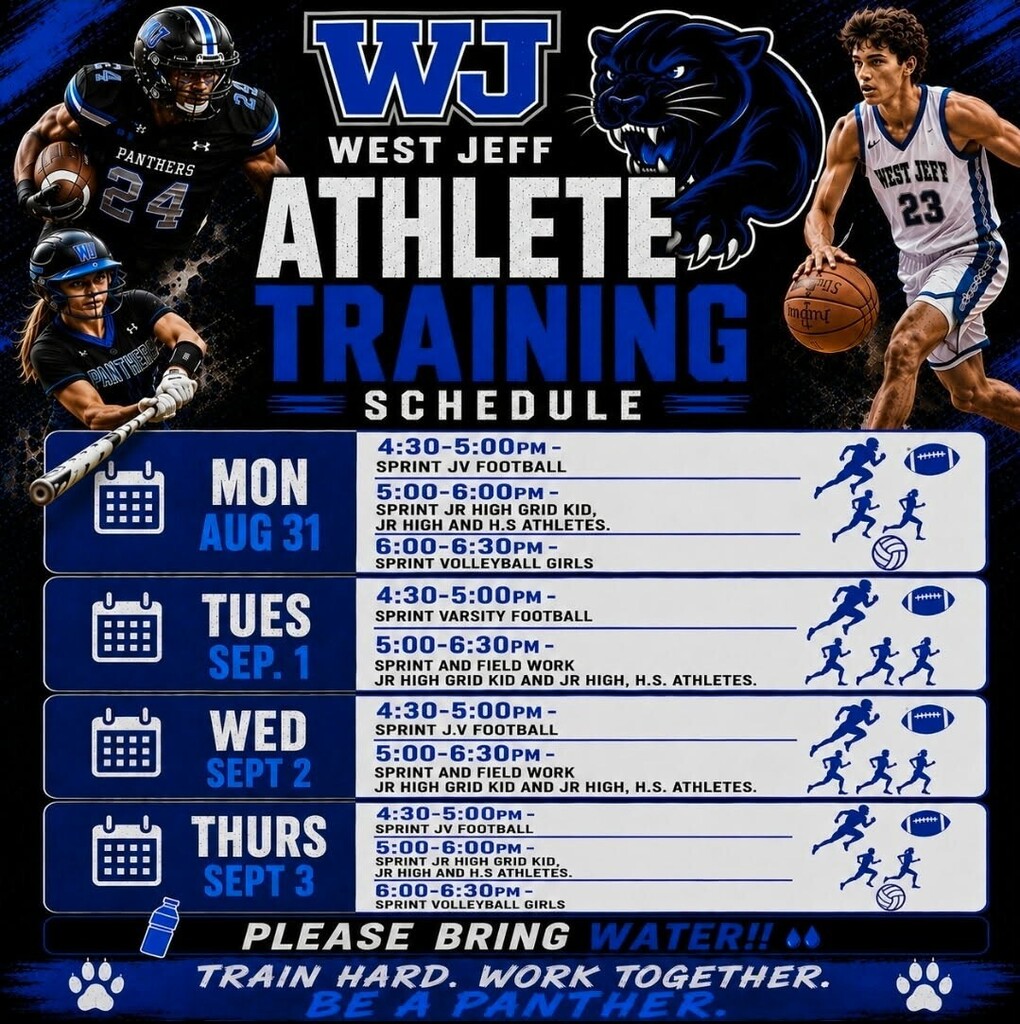 Weekly Athletic Schedule