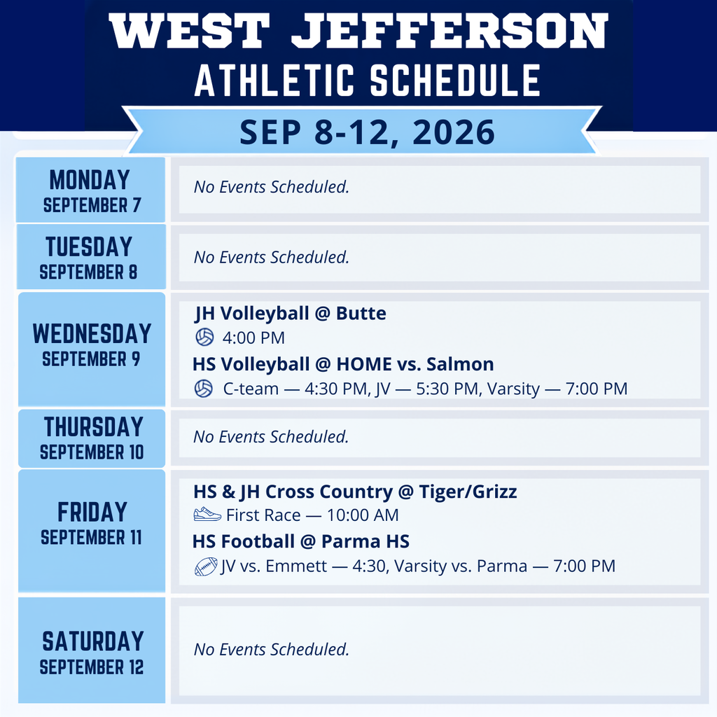 Weekly Athletic Schedule