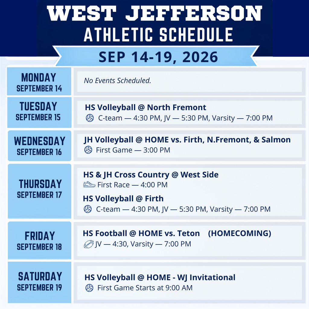 Weekly Athletic Schedule