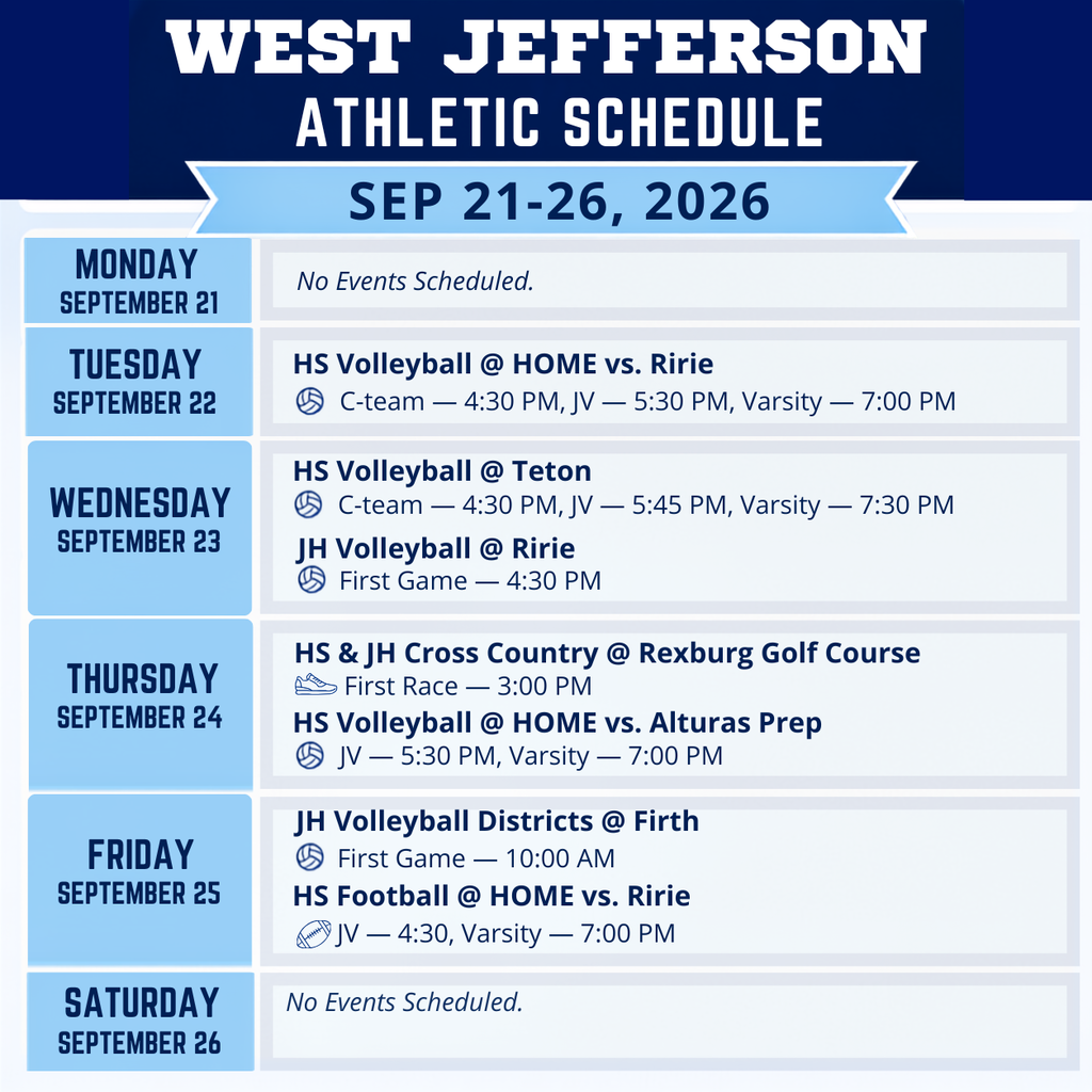 Weekly Athletic Schedule