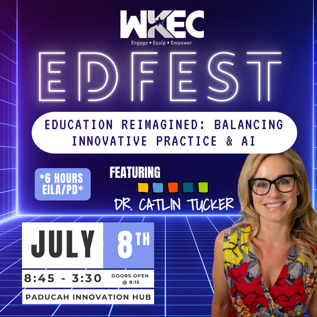edfest flyer. keynote speaker photo cailtin tucker on flyer. event is on July 8th from 8:45am - 3:00PM