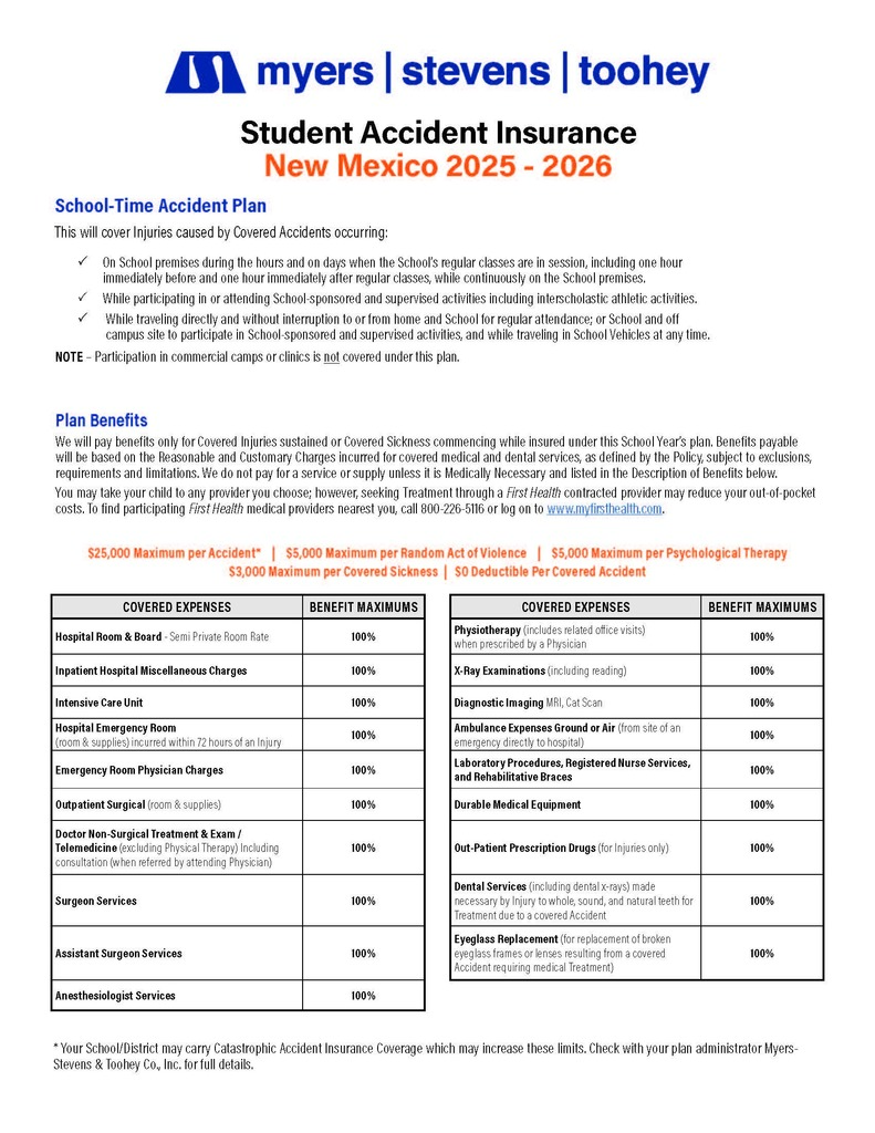 Student Injuries and Insurance 2025-2026