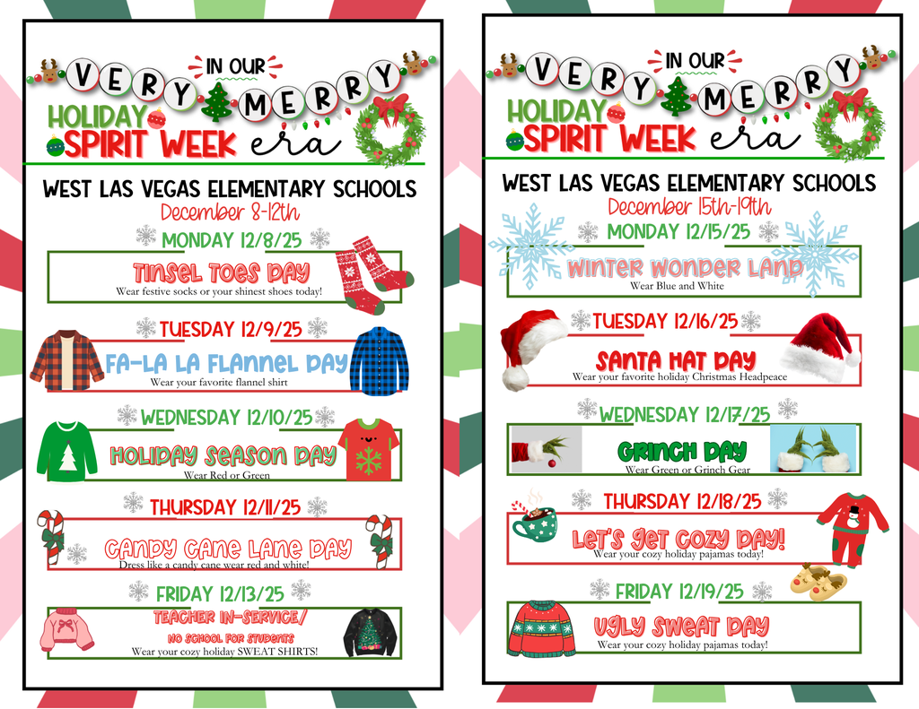 Holiday Dress Up Days for WLVS Elementaries