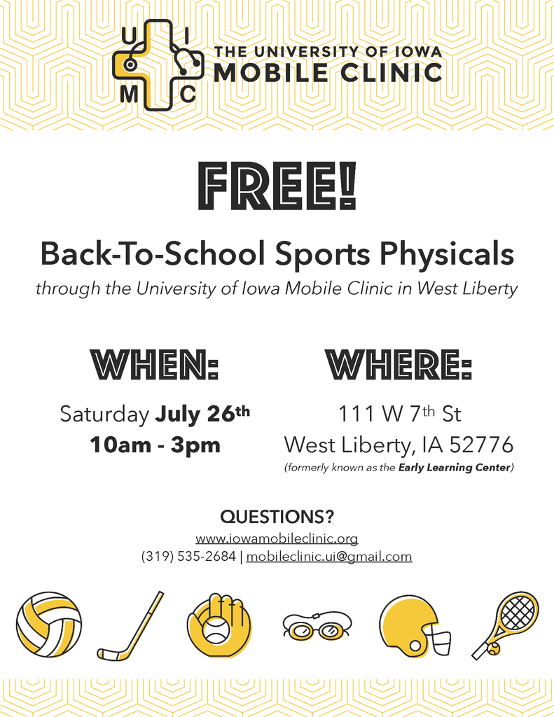 University of Iowa FREE Back-To-School Clinic - July 26th