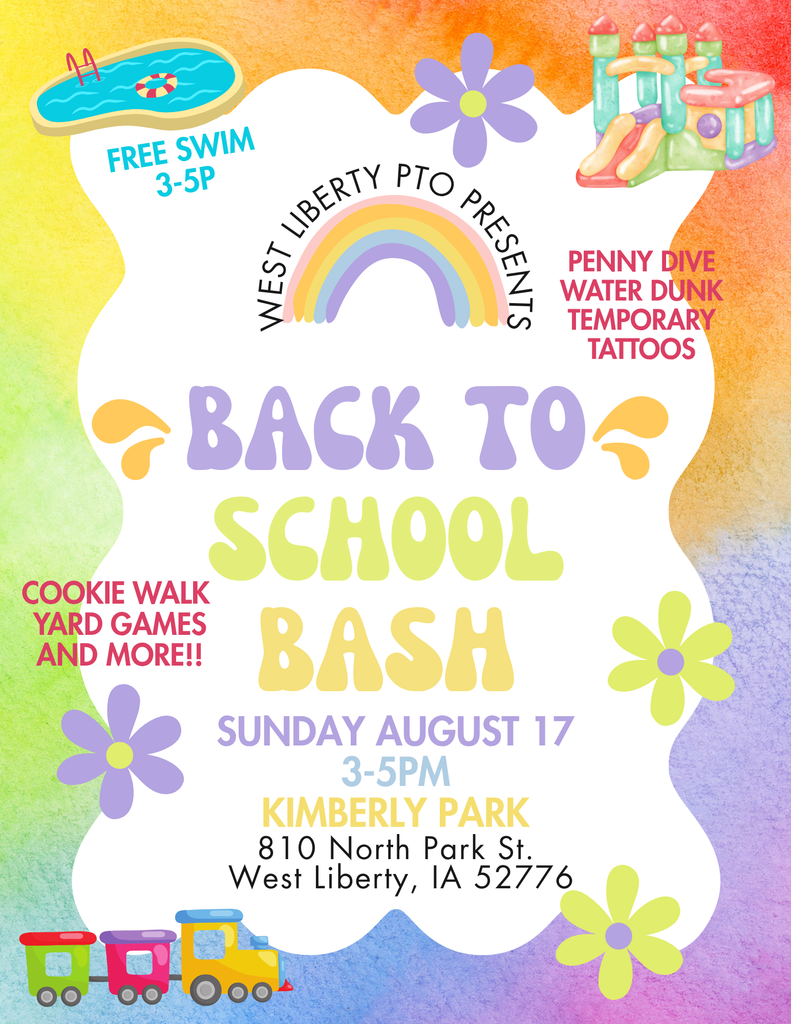 West Liberty PTO Back to School Bash 2025 Flyer English