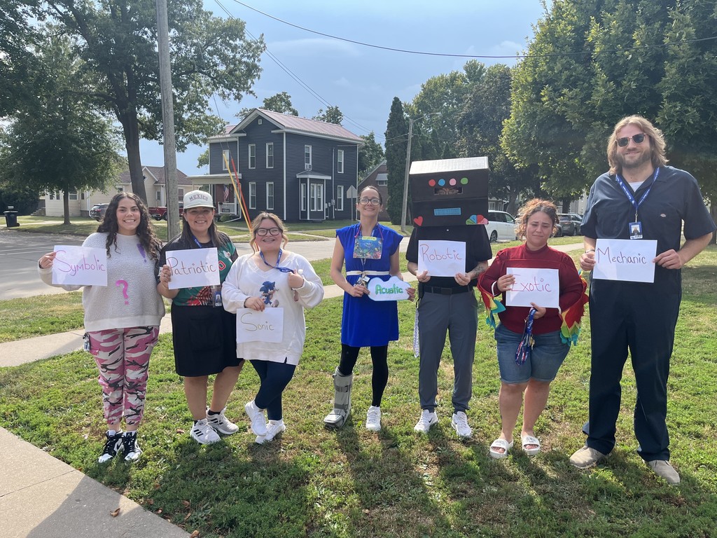 Middle school homecoming dress up day 1: Rhyme without reason! Everyone did great!