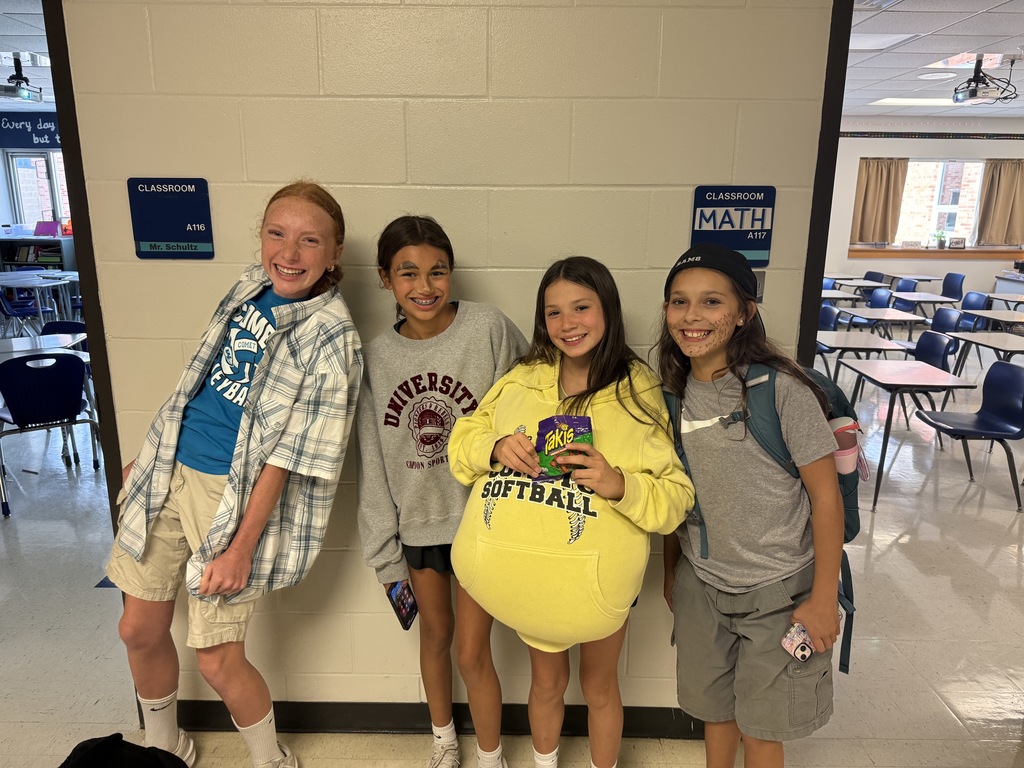 Middle school homecoming dress up day 1: Rhyme without reason! Everyone did great!