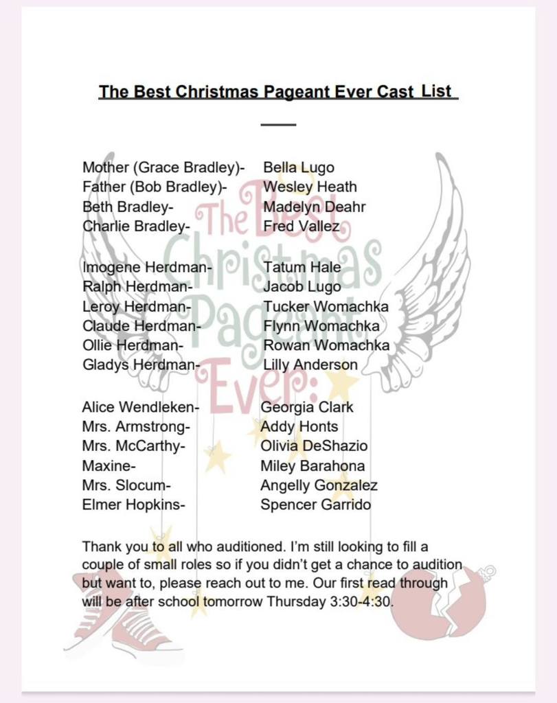2025 Best Christmas Pageant Ever Cast