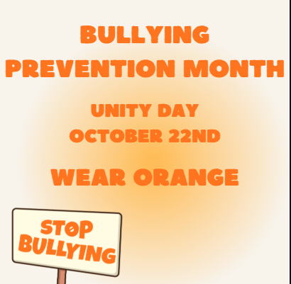 Wednesday is Unity Day, a day to promote kindness and school safety. Please join the WLMS student council in spreading awareness during Bullying Prevention Month by wearing orange on Wednesday, October 22nd!