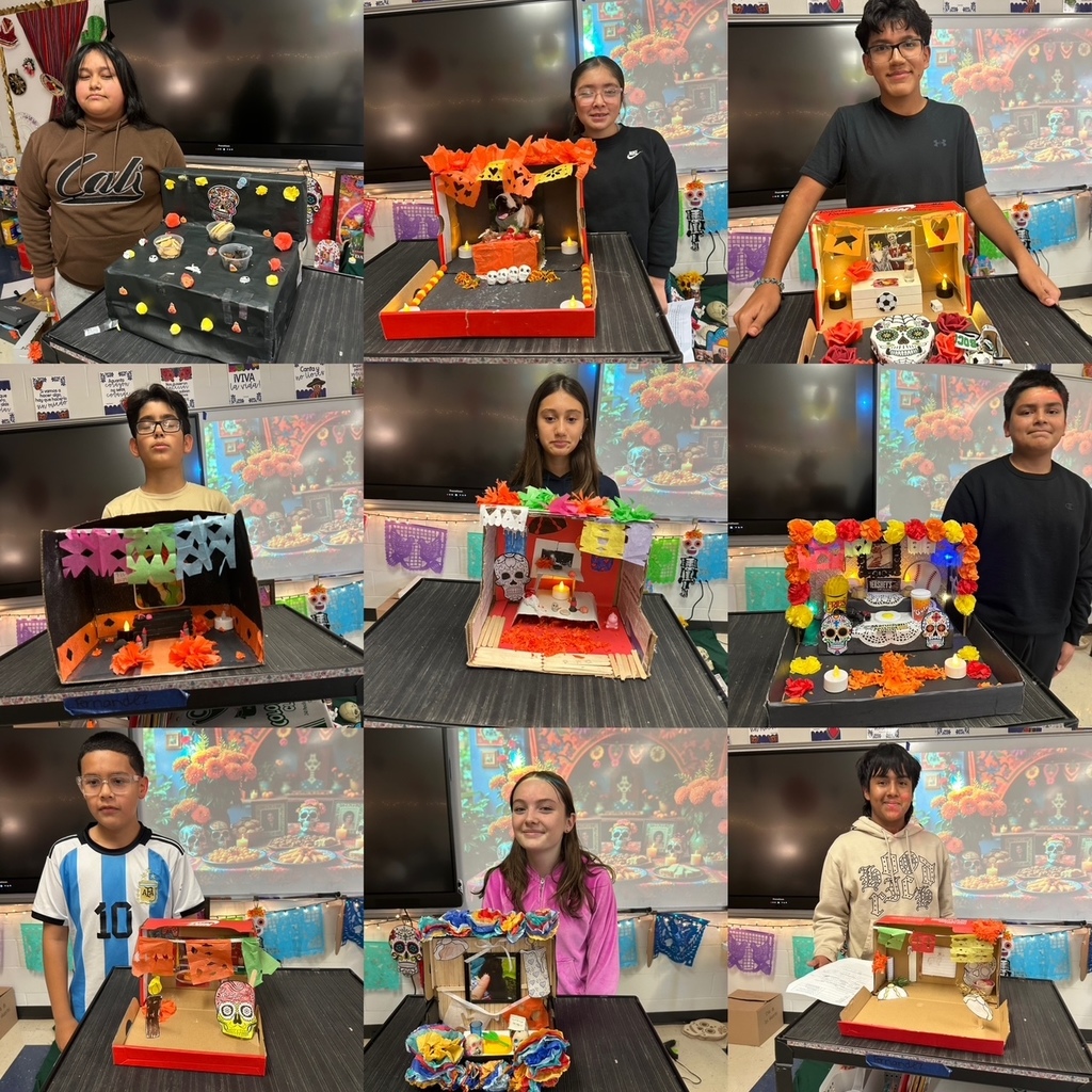 Ms.Fernandez & Mrs.Hart’s 7th grade world cultures classes created ofrendas for their Dia de Los Muertos unit! Students chose between a family member, a famous person or a beloved pet to dedicate their ofrendas to.