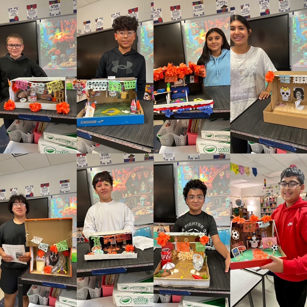 Ms.Fernandez & Mrs.Hart’s 7th grade world cultures classes created ofrendas for their Dia de Los Muertos unit! Students chose between a family member, a famous person or a beloved pet to dedicate their ofrendas to.
