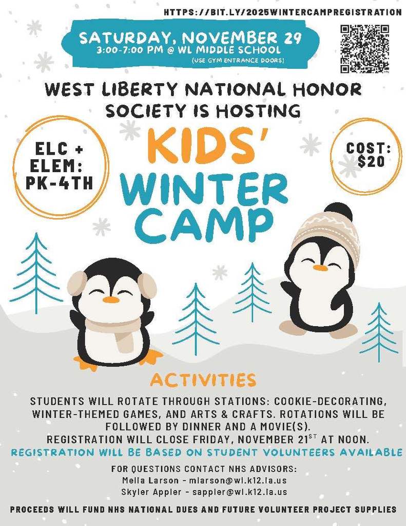 2025 NHS Kids Winter Camp Registration Flyer - English