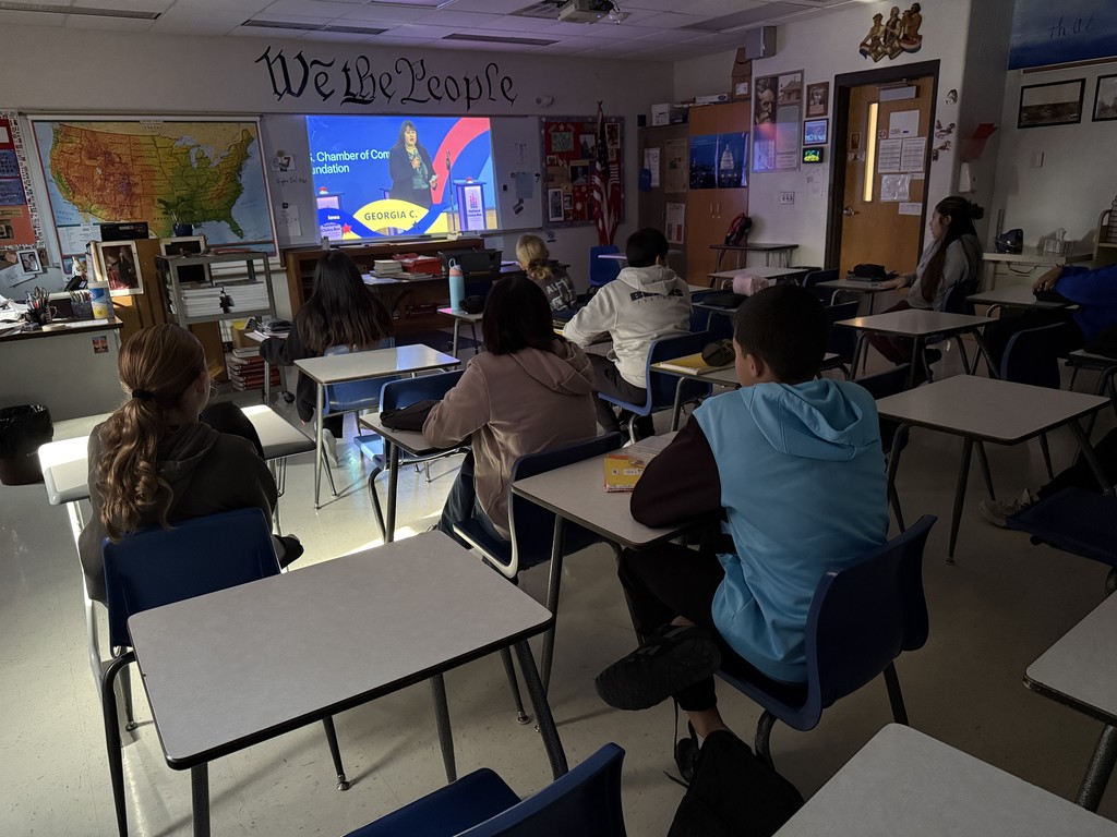 8th grade US History watched WLHS student Georgia Clark deliver her proposal in the National Civics Bee! Great job, Georgia!