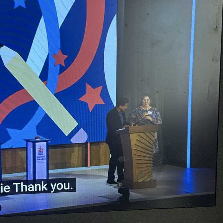 Melanie Clark wins the audience quiz at the National Civics Bee