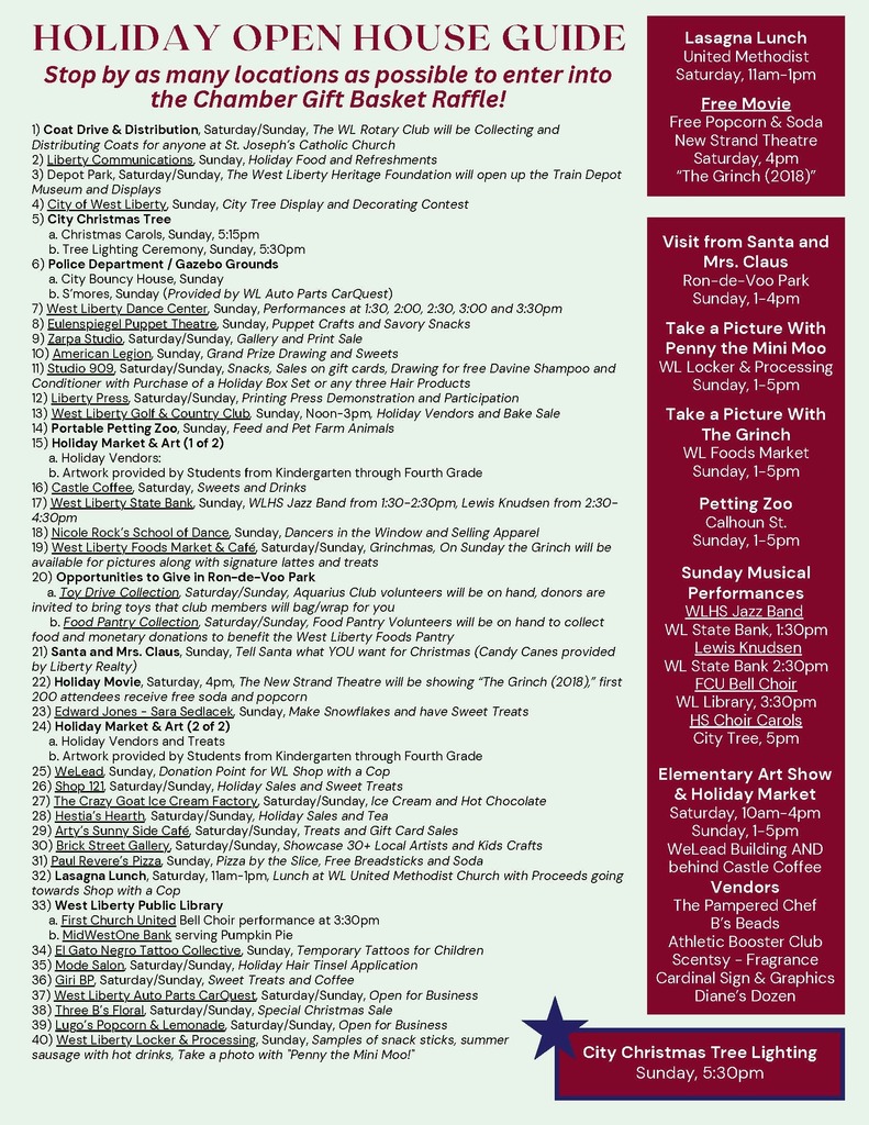 Holiday Open House Map Key