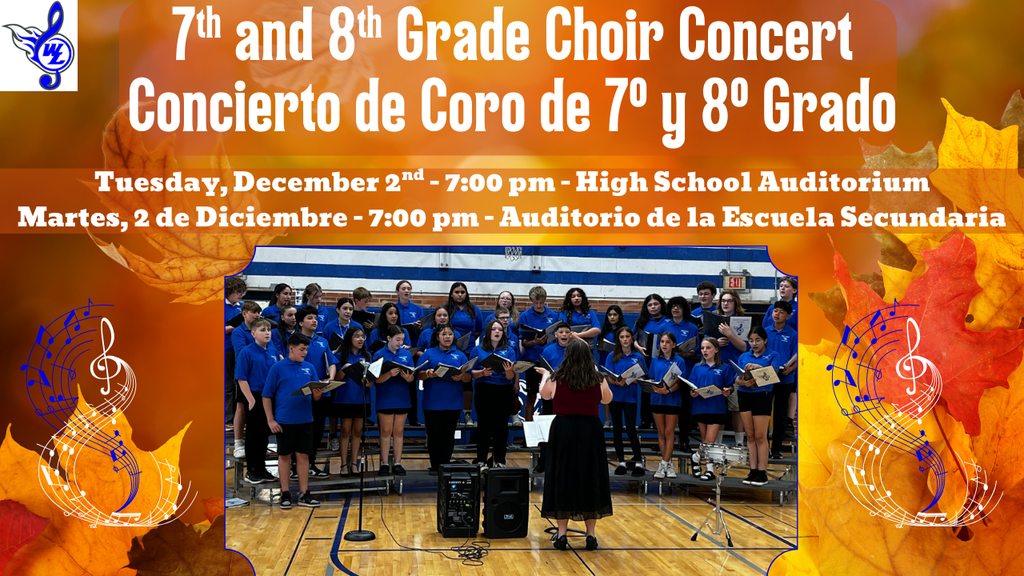 7th and 8th Grade Choir Concert - December 2nd  - 7:00 pm