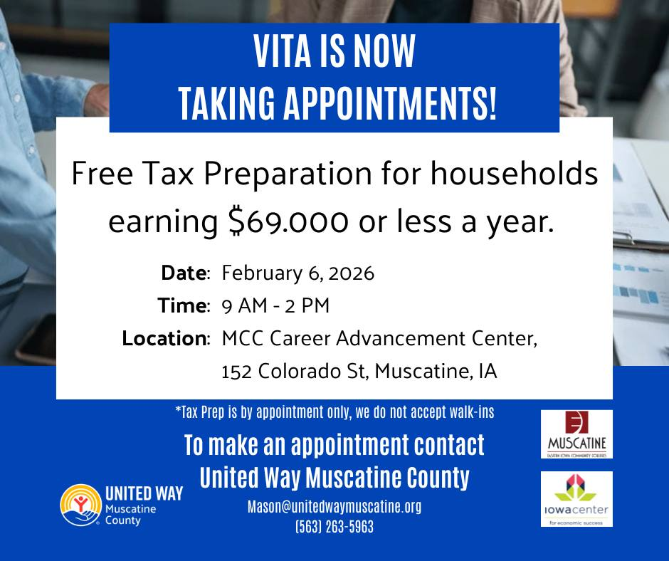 Vita is now taking apointments for free tax prepartion