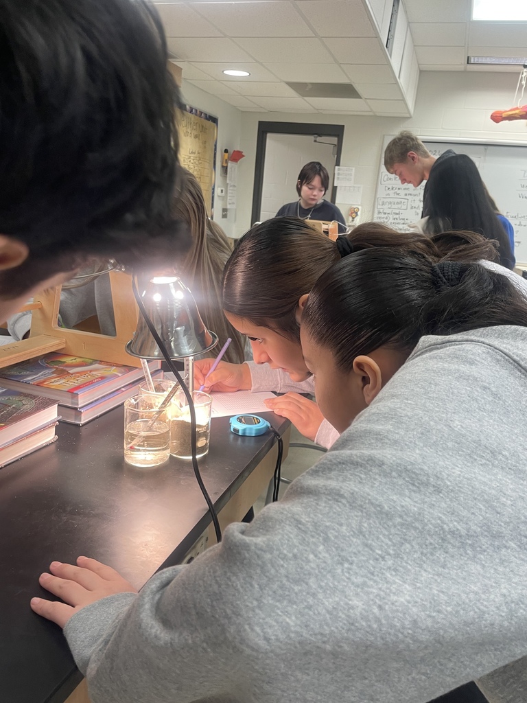8th grade has skills! Science students are determining the specific heat of water and sand by measuring, observing, graphing, and analyzing data.