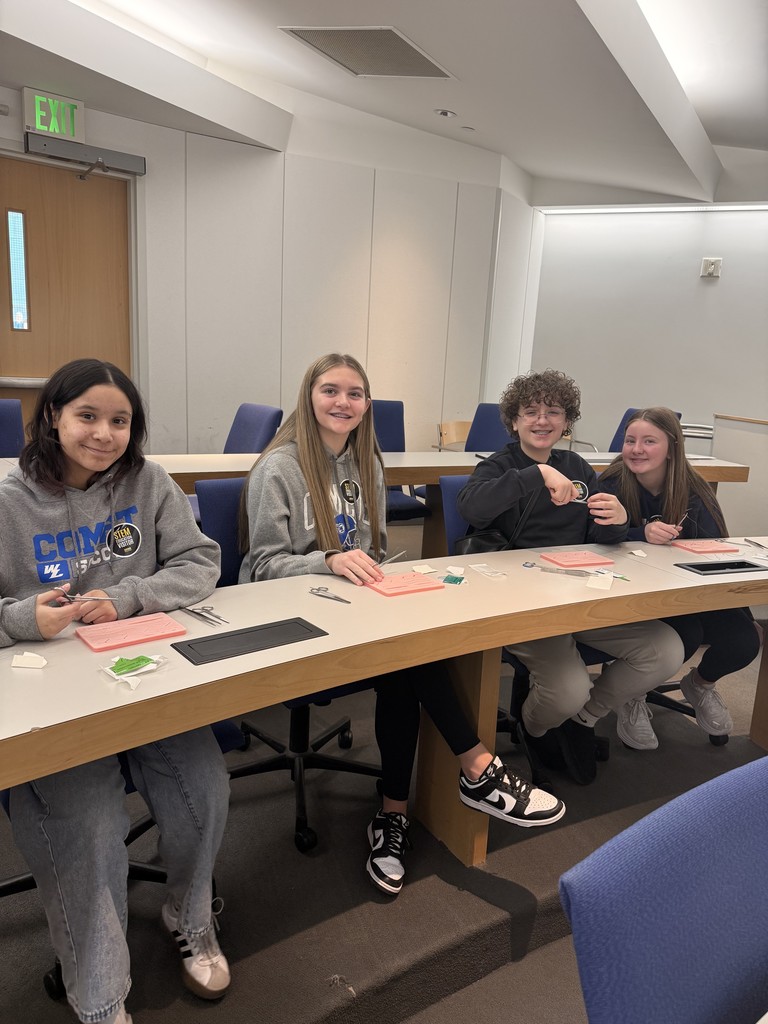 8th grade students worked with Iowa PA students to learn how to give stitches and also got to look at their own DNA and bacteria. 