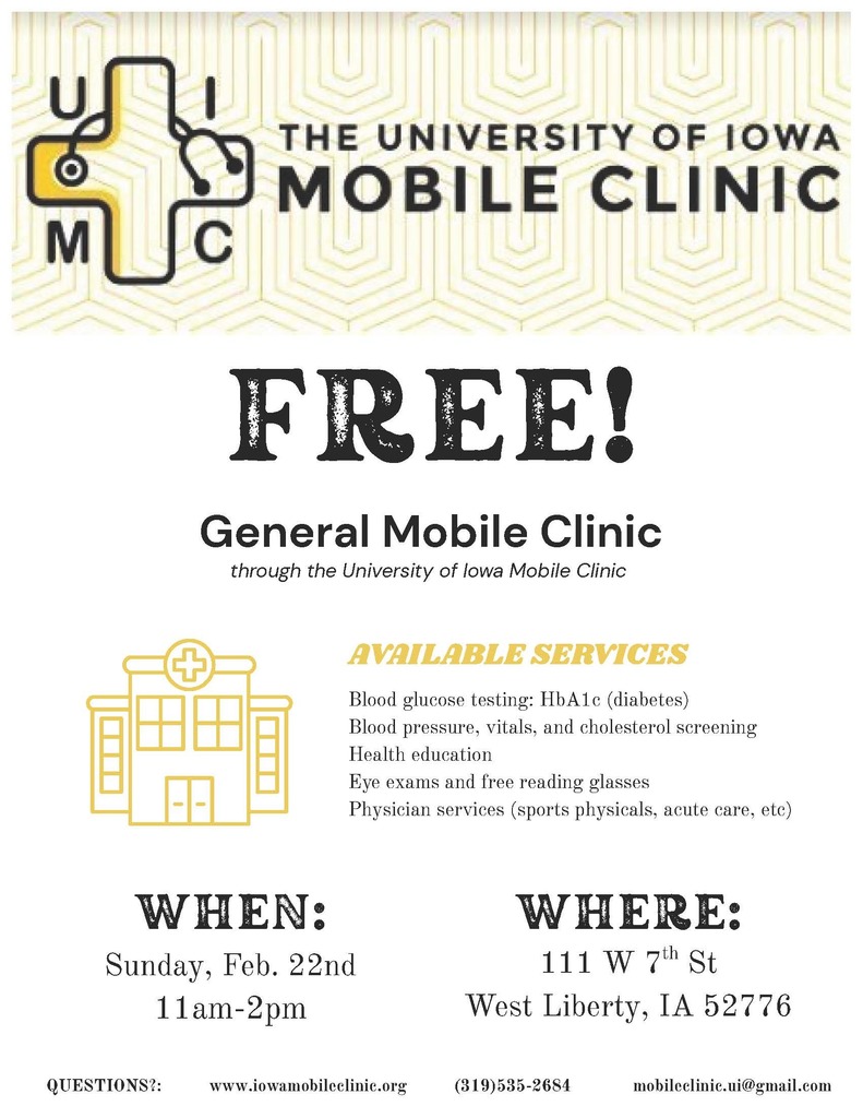 FREE University of Iowa Mobile Clinic - February 22, 2025 English