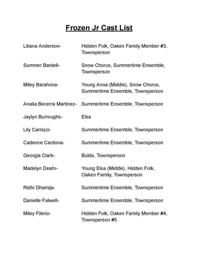 Frozen Jr Cast page 1