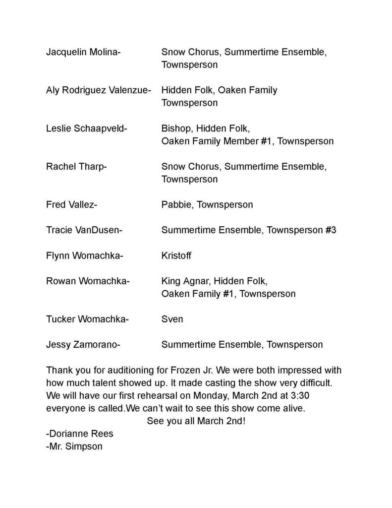 Frozen Jr Cast page 3