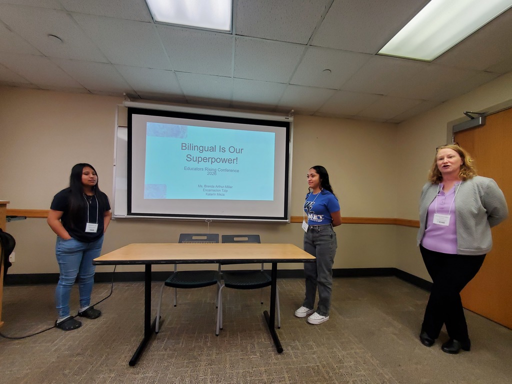 Encarnacion Tzip, Katerin Meza Murillo, and Principal Arthur-Miller presenting in the breakout session
