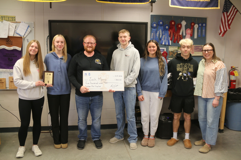 Mr. Morris with West LIberty FFA Officers after being named finalist for the Golden Owl Award